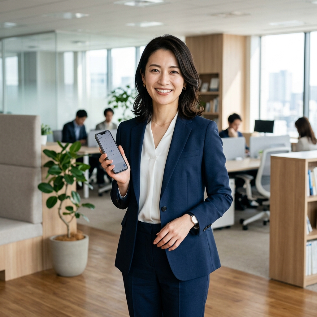 スマホを持つ女性