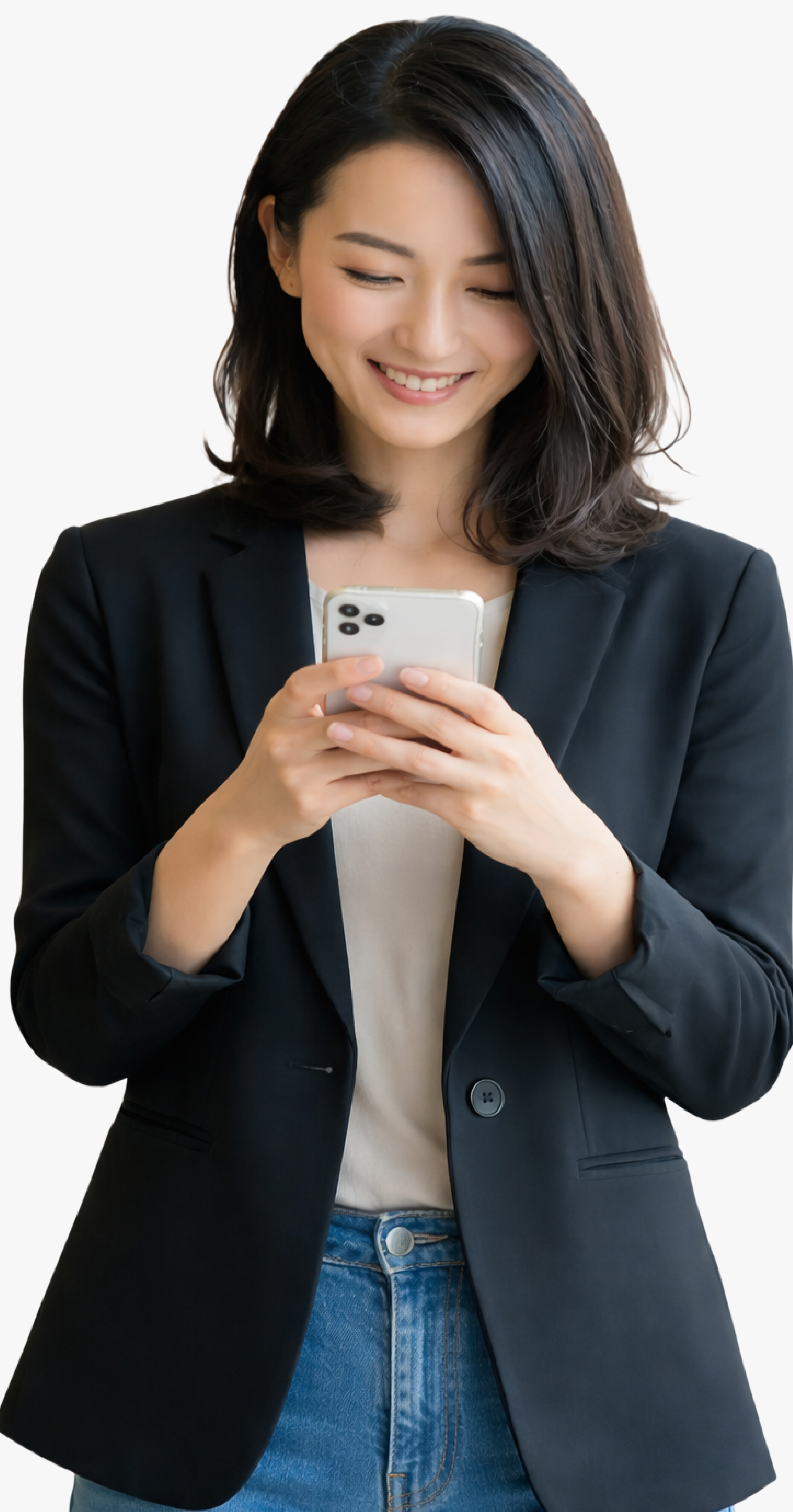 スマートフォンで検索する女性